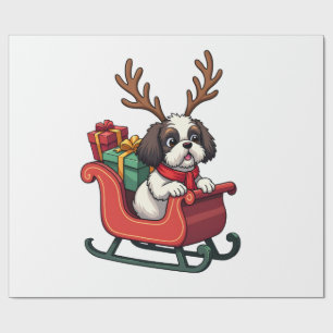 Shih Tzu Santa�s Sleigh Ride Wrapping Paper
