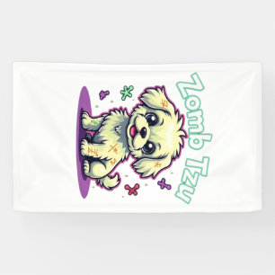 Shih Tzu Shihtzu Zombie Dog Halloween Oversized T- Banner