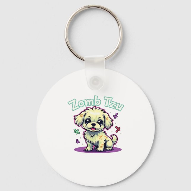 Shih Tzu Shihtzu Zombie Dog Halloween Oversized T- Key Ring (Front)