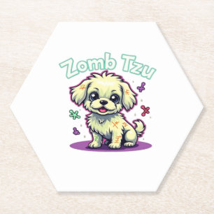 Shih Tzu Shihtzu Zombie Dog Halloween Oversized T- Paper Coaster