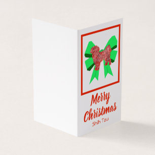 Shih Tzu Silhouette Christmas Dog & Green Bow Gift