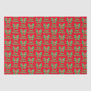 Shih Tzu Silhouette Red Christmas Dog & Green Bow Tissue Paper