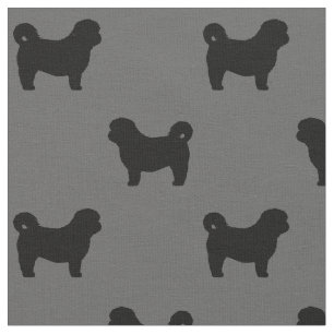 Shih Tzu Silhouettes Pattern Fabric