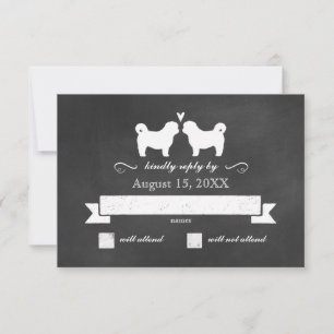 Shih Tzu Silhouettes Wedding RSVP Reply Card