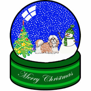 shih tzu snow globe photo sculpture decoration