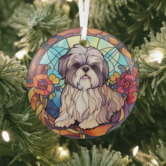 Shih Tzu Stained Glass Tree Decoration (Insitu)