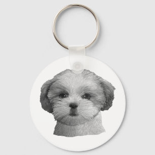 Shih Tzu - Stylised Image - Add Your Qwn Text Key Ring