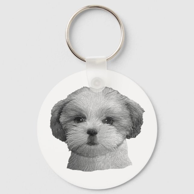 Shih Tzu - Stylised Image - Add Your Qwn Text Key Ring (Front)