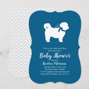 Shih Tzu Teddy Bear Dog Baby Shower Blue Boy Invitation