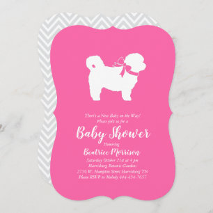 Shih Tzu Teddy Bear Dog Baby Shower Pink Girl Invitation