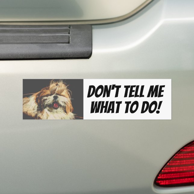 Shih tzu tongue funny Don't tell me what to do Bumper Sticker (On Car)