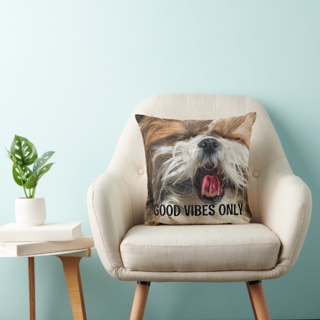 Shih tzu tongue funny vibes custom text cushion (Chair)