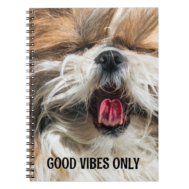 Shih tzu tongue funny vibes custom text notebook (Front)