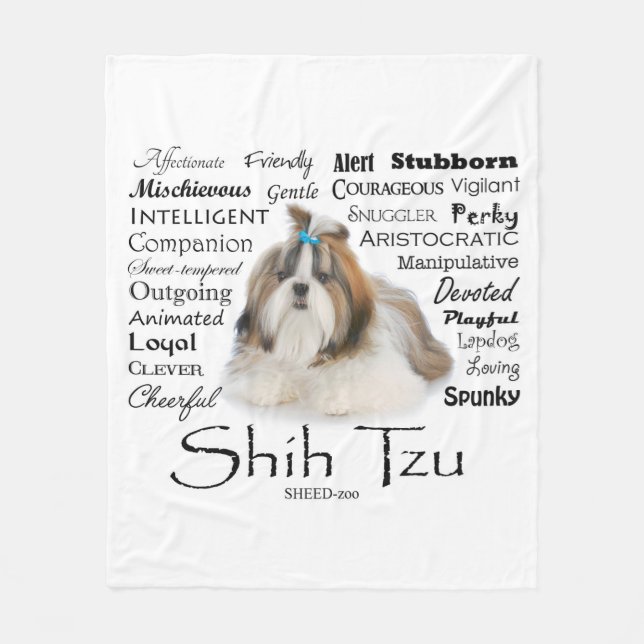 Shih Tzu Traits Fleece Blanket (Front)