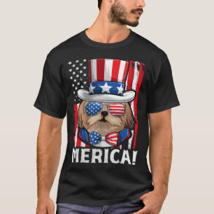 Shih Tzu USA Patriotic Dog Apparel American Flag M T-Shirt