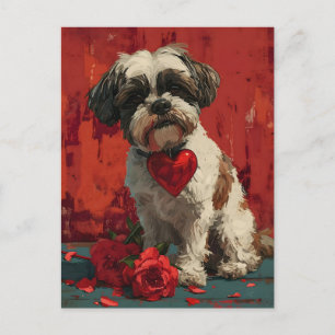 Shih tzu vintage Valentine's Day  Postcard