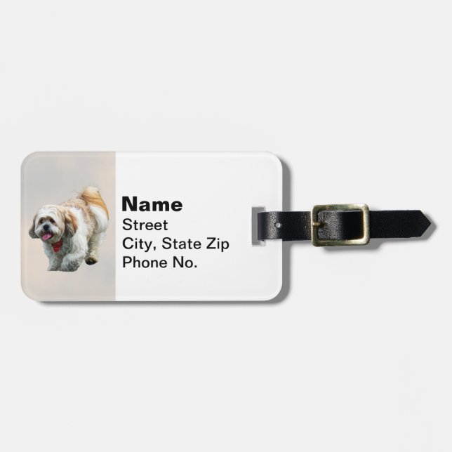 Shih Tzu Walking Luggage Tag (Front Horizontal)