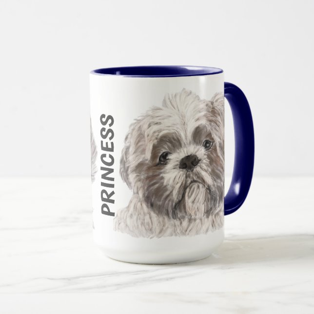 Shih Tzu Watercolor Personalised Mug (Front Right)