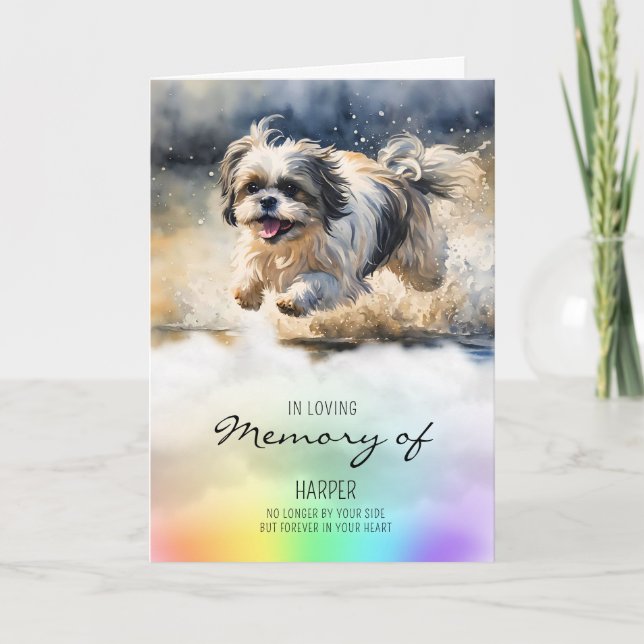 Shih tzu watercolour pet dog loss sympathy  card (Front)