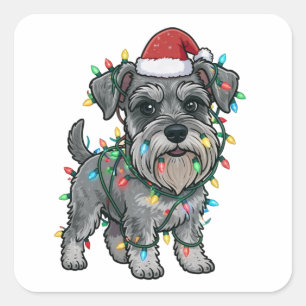 Shih Tzu Wearing a Santa Hat for Christmas Square Sticker