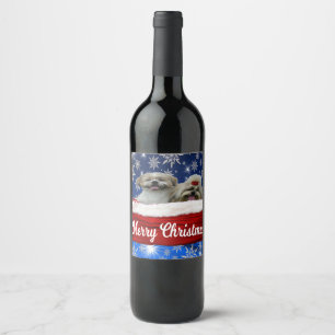 Shih tzu Wine Bottle, Christmas Label