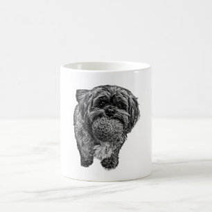 Shih Tzu with Ball Black & White Art Mug