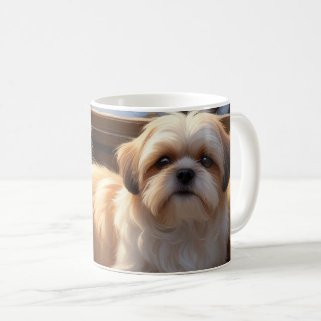 Shih Tzu with Christmas Lights Holiday  Coffee Mug (Front Right)
