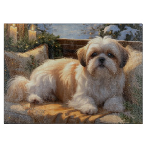 Shih Tzu with Christmas Lights Holiday  Cutting Board