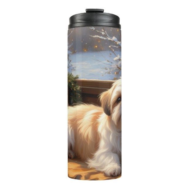 Shih Tzu with Christmas Lights Holiday  Thermal Tumbler (Front)