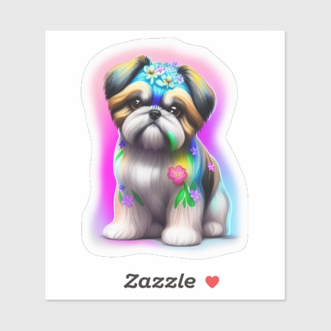 Shih Tzu with Flowers Sticker (Sheet)