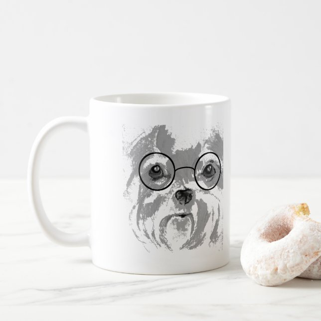 Shih Tzu with Glasses Coffee Mug (With Donut)