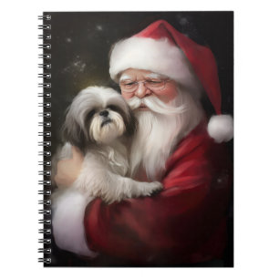 Shih Tzu With Santa Claus Festive Christmas Notebook