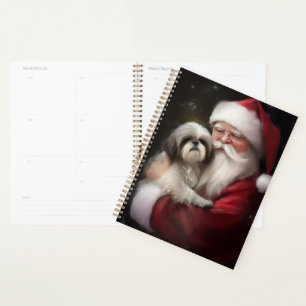 Shih Tzu With Santa Claus Festive Christmas Planner