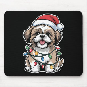 Shih Tzu Wrapped In Christmas Lights  Mouse Mat
