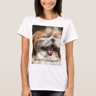 Shih tzu yawning laughing smile text customise T-Shirt