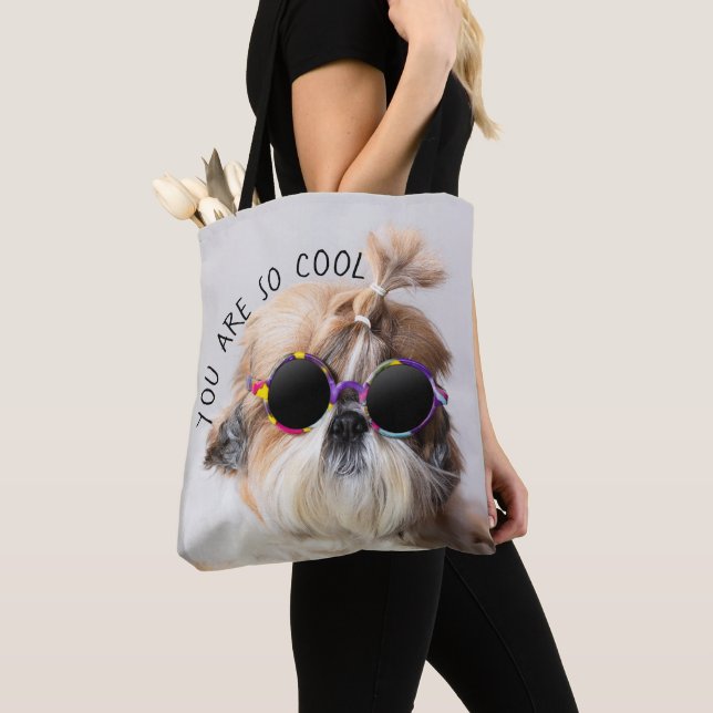 Shih Tzu You are so Cool cute fun Sunglasses Photo Tote Bag (Close Up)