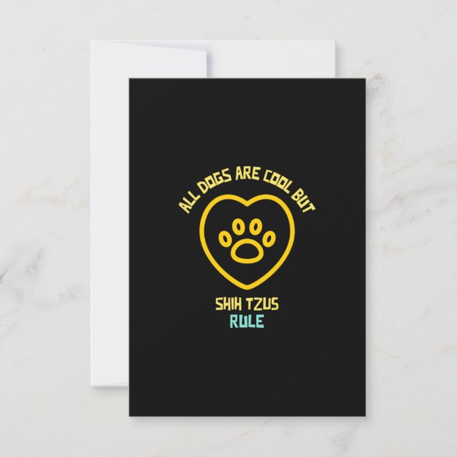 Shih tzus dogs rule cute dog animal pet thank you card (Front)