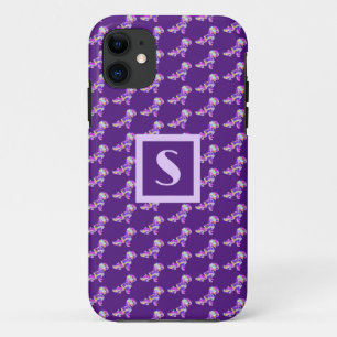 Shihpoo Cute Dog Purple Silhouette Monogram iPhone 11 Case