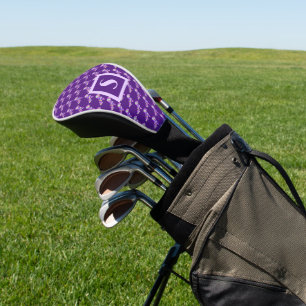 Shihpoo Cute Dog Purple Silhouette Monogram Golf Head Cover