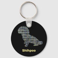 Shihpoo Dog Silhouette Yellow & Black Grid Lines