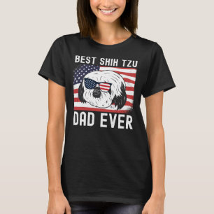 Shihtzu Dad American Flag 4th Of July Usa Shihtzu T-Shirt