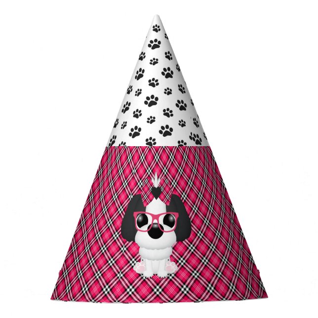 Shihtzu Puppy Dogs a Nerd Pink Birthday Party Hats (Front)