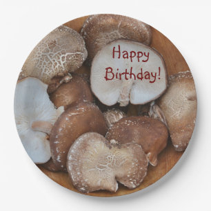 Shiitake Mushrooms Birthday Paper Plate