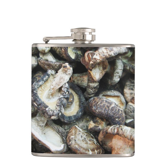 Shiitake Mushrooms Hip Flask (Front)