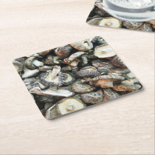 Shiitake Mushrooms Square Paper Coaster