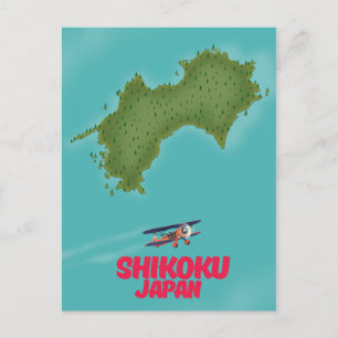 Shikoku Japan map Postcard