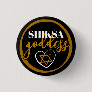 Shiksa Goddess Elegant Typography Funny Jewish  3 Cm Round Badge