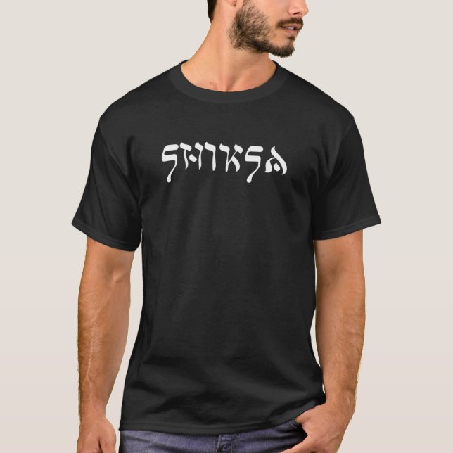 Shiksa Yiddish Expression Meme Fake Hebrew Letters T-Shirt (Front)