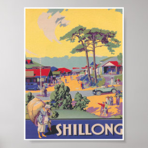 Shillong India Vintage Travel Poster