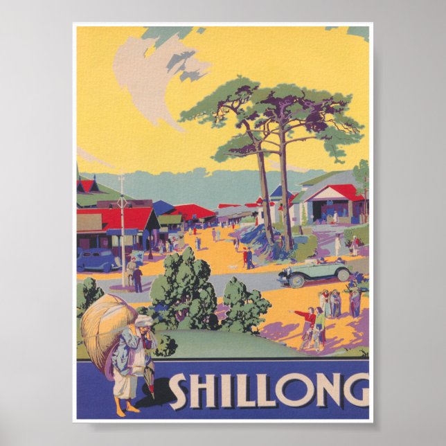 Shillong India Vintage Travel Poster (Front)